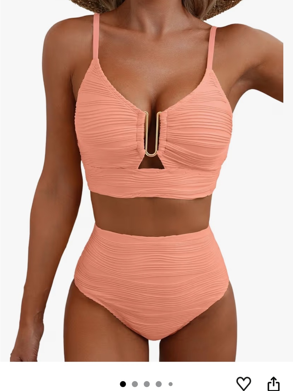 Herseas NWOT S TIK TOK VIRAL GOLD U High WAIST PEACHY ORANGE Bikini Set